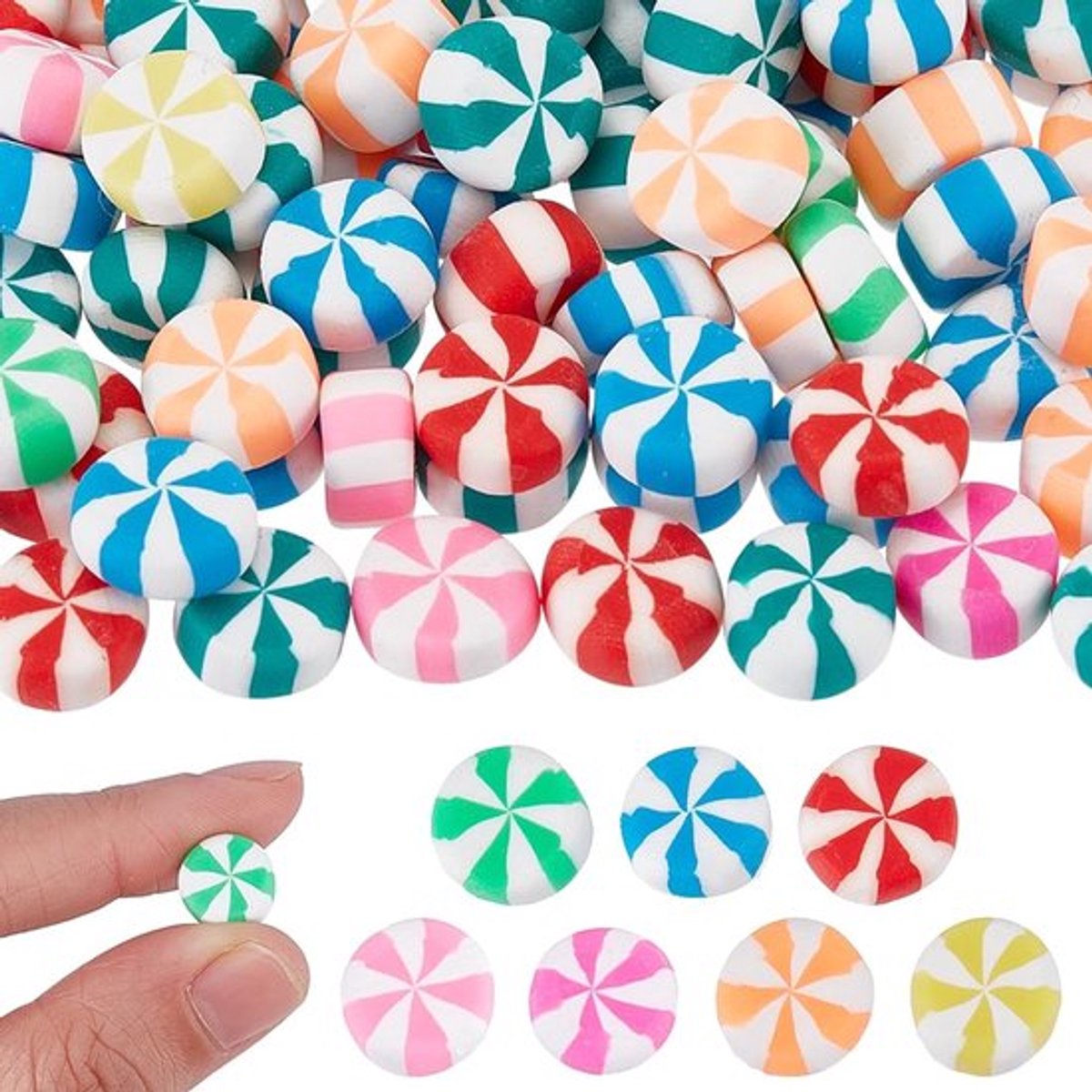 Snoep Ornamenten 100 Stuks - Pepermunt Decoraties - Kerstboom Versiering - Feestbenodigdheden - Lichtgewicht Polymeerklei - 3,9 Inch Diameter - Kerstdecoratie