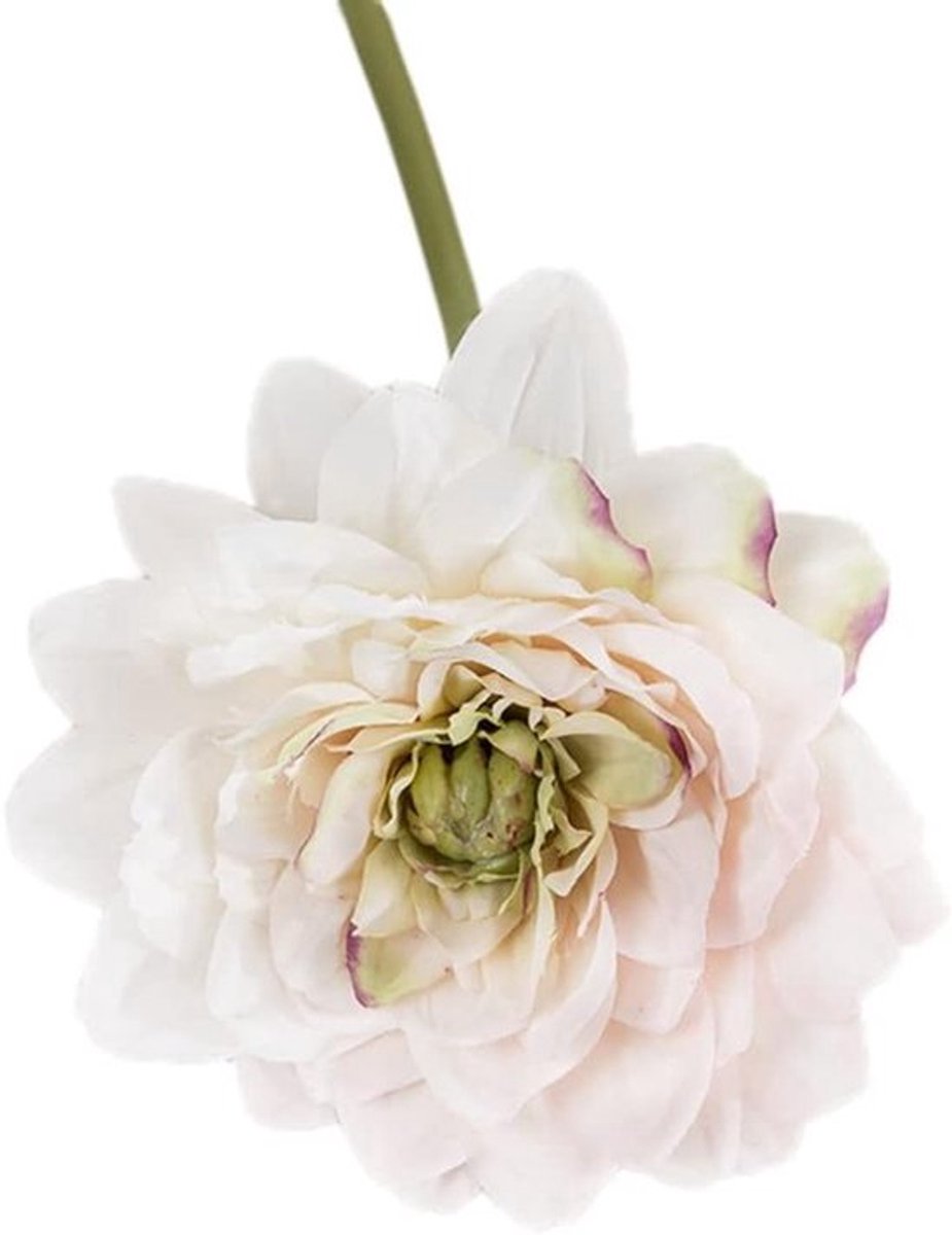 Set van 10 Kunstbloemen met Lange Steel voor Bruiloft en Feestdecoratie - Dahlia in Wit en Roze, 28.5 cm