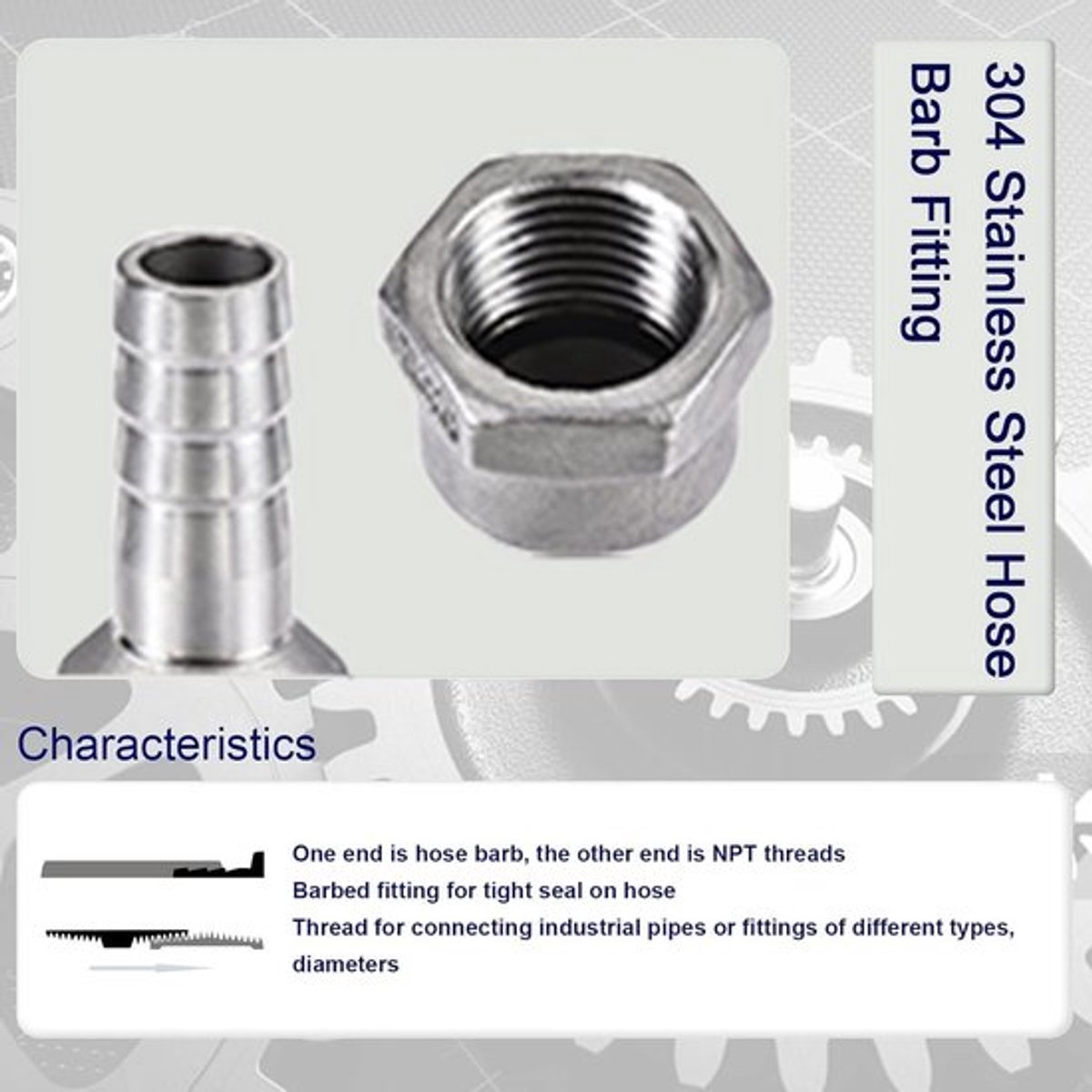 Slangkoppeling 25 mm Barb G1 - Slangkoppeling met weerhaak - Slangconnector - Tuin sanitair - Roestvrij staal - Lekvrije afdichting - Slangfitting