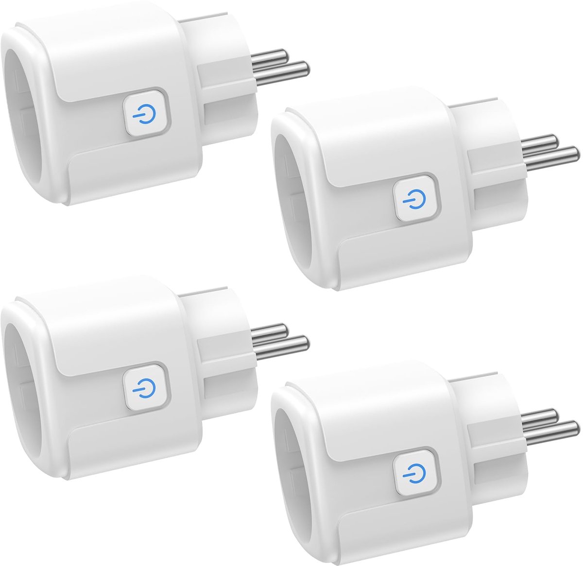 SnelShoppen - Smart Stopcontact Set van 4 met Wifi, Stroommeting, App Afstandsbediening, Spraakbesturing en Timer, Smart Home Wifi 16 A, Compatibel me