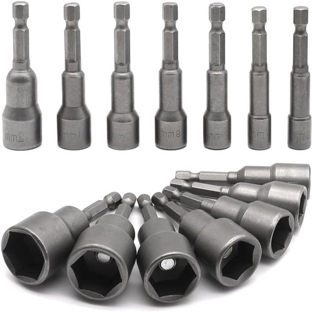 14-delige set zeskantige doppen en doppen voor schroevendraaiers 6-19 mm