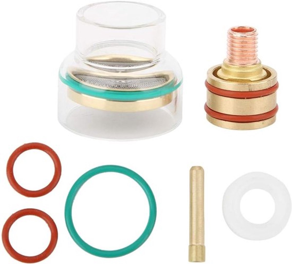 Klemset voor TIG Lasapparatuur met Witte Plastic Ring - Optioneel Model 1.6mm voor WP9 en WP20, Lasaccessoires en Verbruiksmaterialen