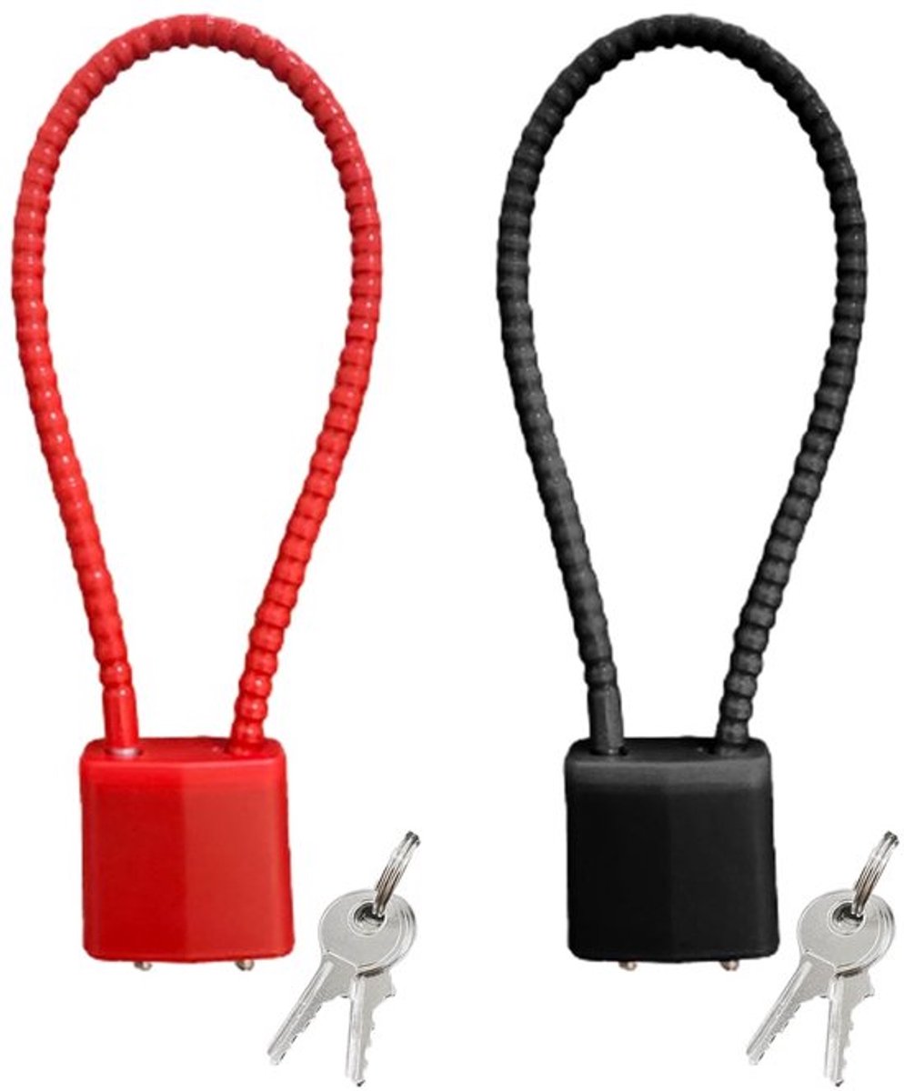 Hangslot met Sleutel - Kabelslot 38 cm - Stalen Kabel - Fietsslot - Set van 2 - Schokbestendig en Veilig