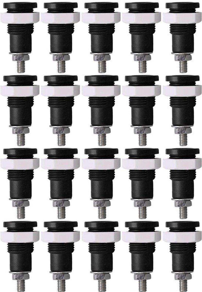 20 Stuks Banaan Socket Jack voor Elektronica (Zwart)