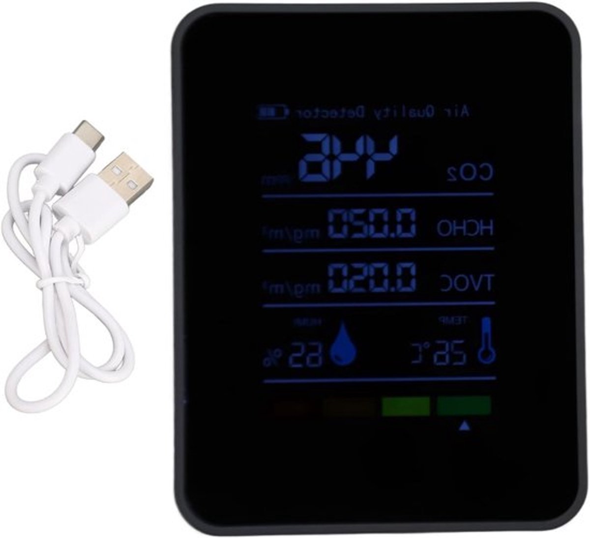 Draagbare Luchtkwaliteitsmonitor met Krachtige Analysechip, Snelle Updates en CO2 Detector voor Thuisgebruik