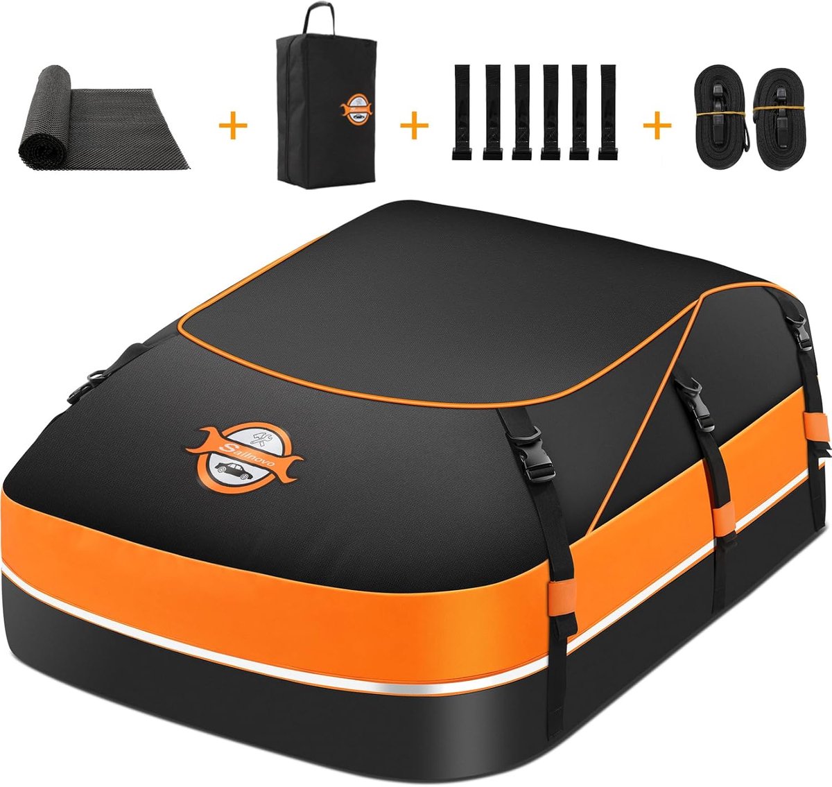 Sailnovo Autodakkoffer, 6 kubieke meter, opvouwbaar, waterdicht, 1000D met antislipmat, 8 versterkte riemen, 6 - ShopVlot