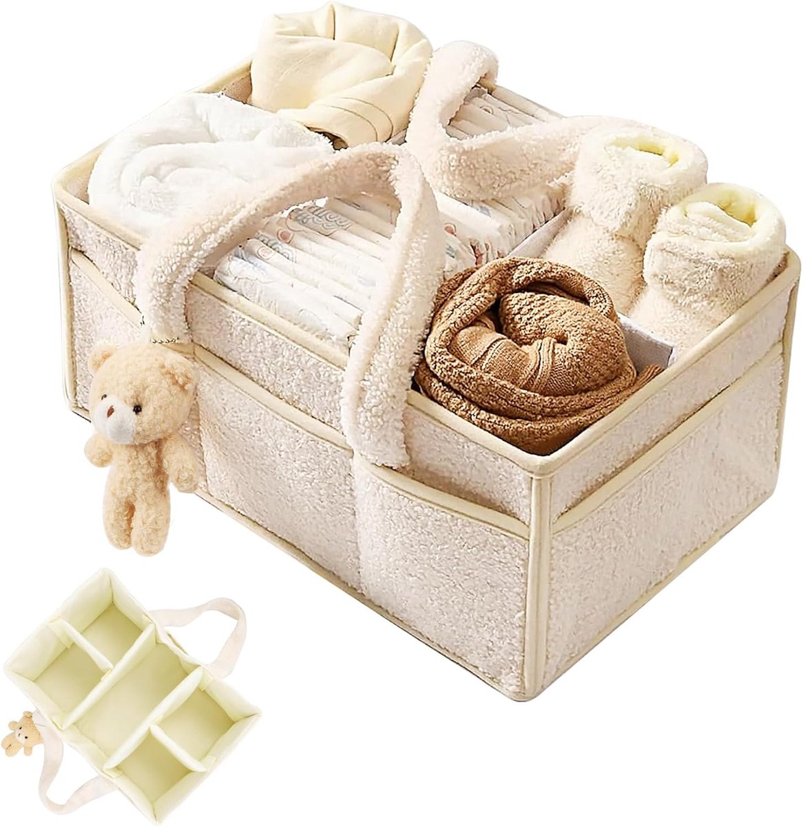 Thijox - Luier-organizer voor Aankleedmat, Opbergmand voor Vochtige Doekjes en Babyluiers, Caddy Organizer, Draagbare Opslag voor Baby, Auto-organizer