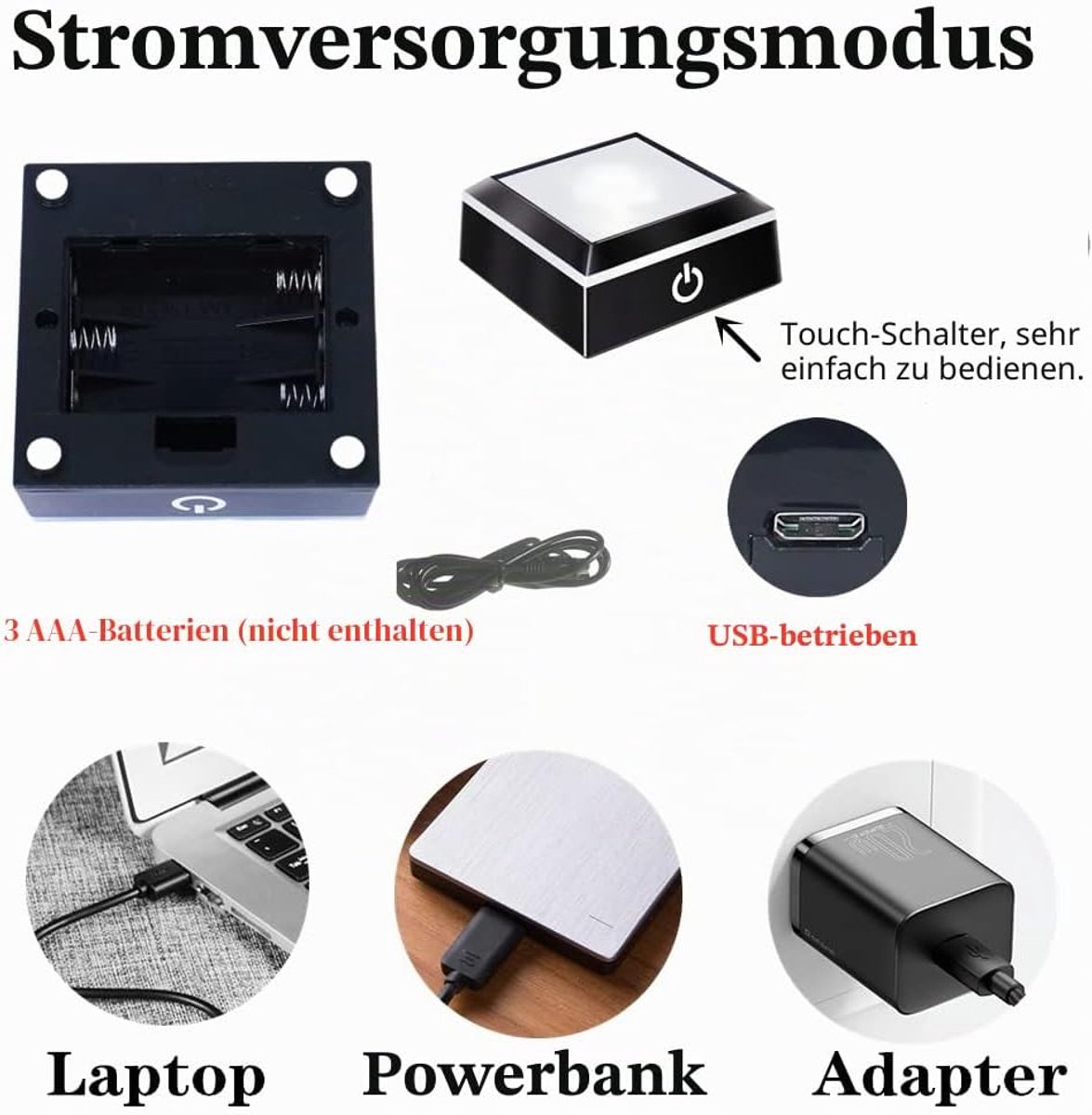 SnelShoppen - EUSTUMA Led-lichtsokkel vierkant antislip in verschillende kleuren voor glaskristallen en bolvormige kunstwerken - perfect voor feest, t