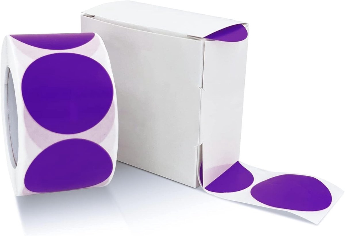 Set van 500 Paarse Zelfklevende Ronde Stickers van 25 mm - Ideaal voor Labeling, Kleurcodering en Organisatie, Weerbestendig en Verwijderbaar