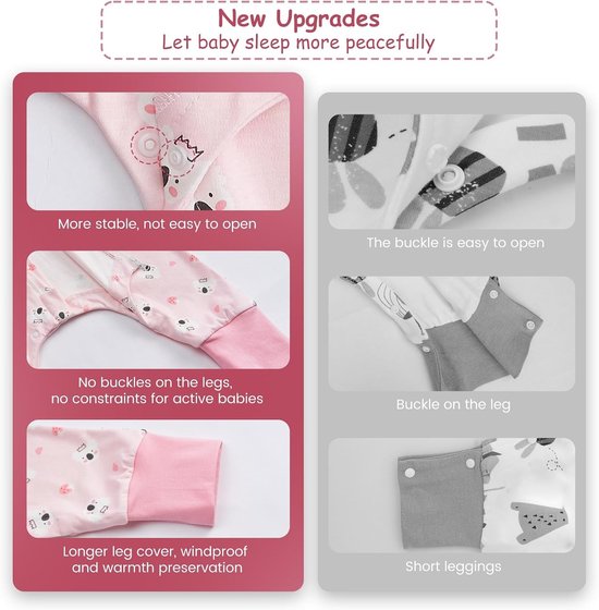 Baby Slaapzak met Voetjes, 0.5 Tog, Mouwloos Zomer Model, 100% Katoen, Unisex Slaapzak voor Baby's en Peuters — afbeelding 5