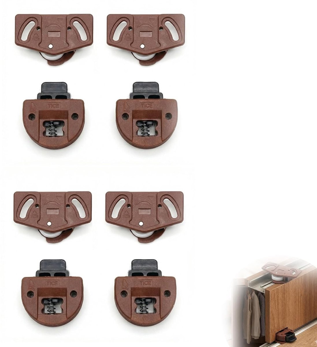 Set van 4 Loopwielen voor Kasten met Schokabsorptie, Geschikt voor Slaapkamer en Kantooropslag