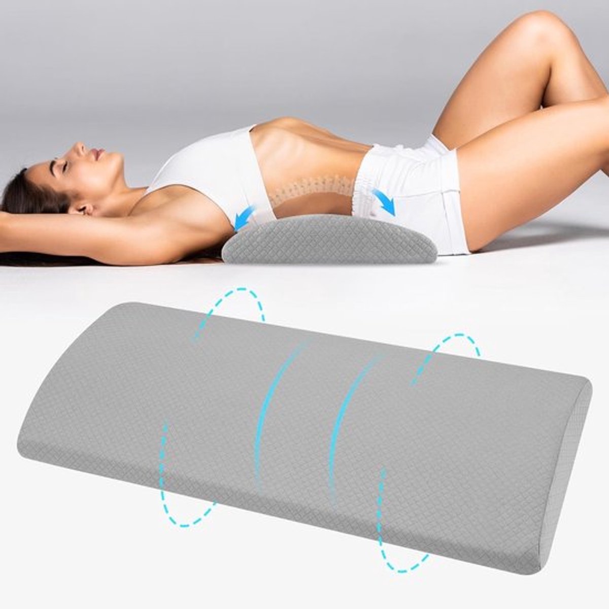 Verstelbaar Lendensteun Kussen van Geheugenfoam voor Bed en Stoel, Ondersteuning voor Lage Rug, Ideaal voor Zij- en Rugslapers, Ergonomisch Kussen voor Comfort en Ontspanning