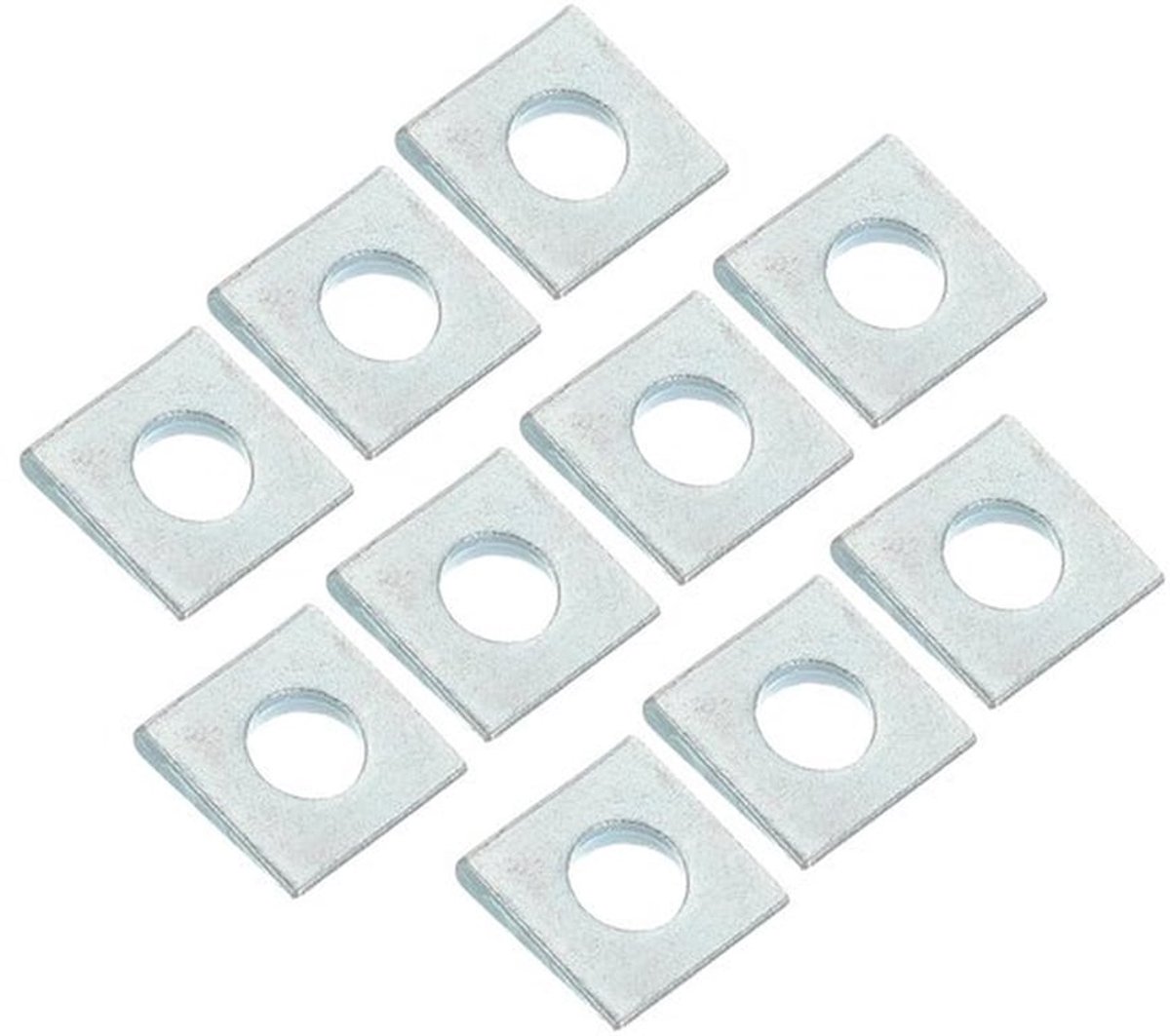 Set van 20 vierkante afgeschuinde ringen M12, robuuste gegalvaniseerde hoekplaten van koolstofstaal voor nivelleren en bevestigen van materialen, dikte 2 tot 6,7 mm