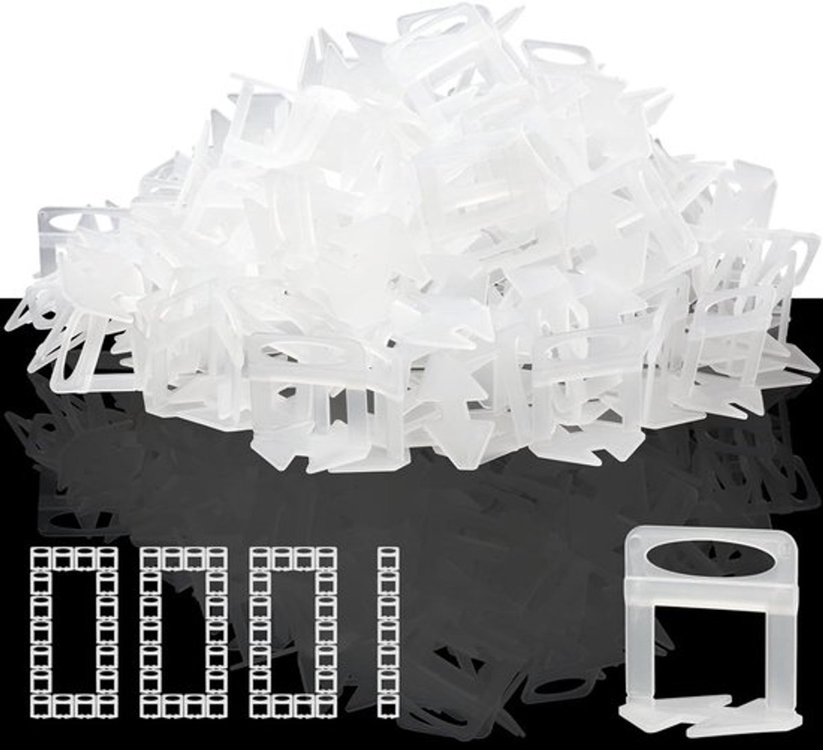 Nivelleersysteem voor Tegels, 1000 Stuks 1.5 mm Trekhaakjes, Tegel Leggen Hulp, Nivelleren, Tegel Laying Tool voor Doe-Het-Zelf en Professionals (1.5 mm, 1000 Tabs)