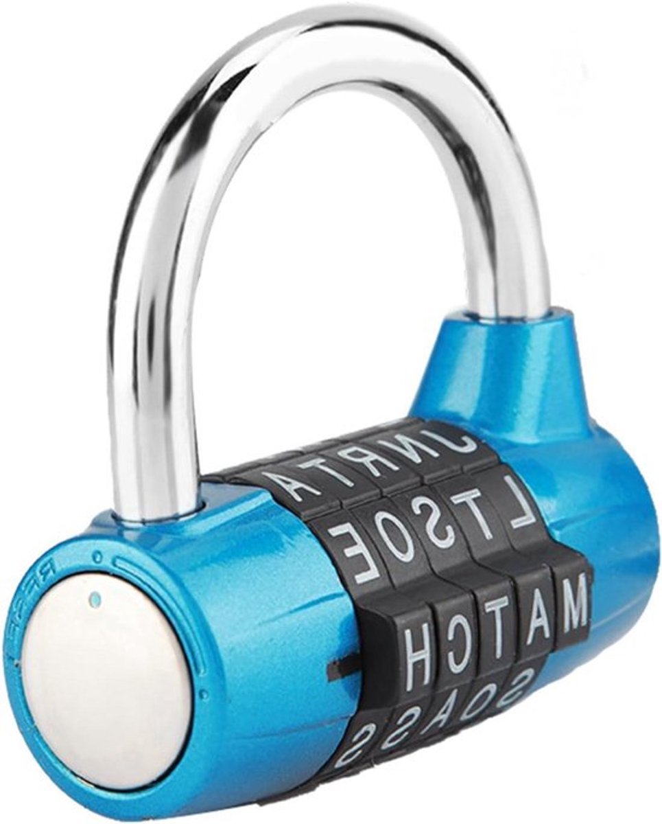 Codeslot met 5-cijferige code voor reiskoffer en gymzaal, blauw