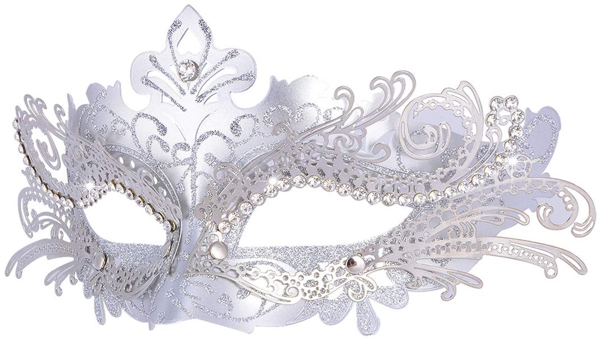 SnelShoppen - Hoshin Maskerade Mask, Venetiaanse Maskers voor Vrouwen, Zilver, Perfect voor Mardi Gras Feesten, Carnaval, Cosplay en Verkleedpartijen
