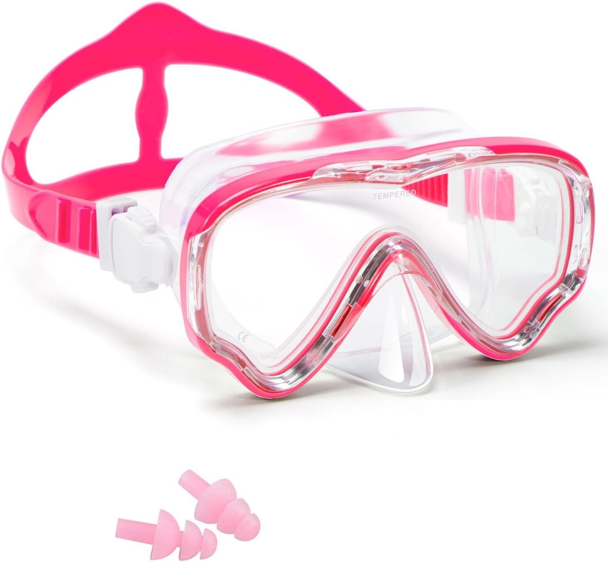 SnelShoppen - Zwembril voor Kinderen 4-12 Jaar, Duikbril met Anti-Condenserende Lenses, Snorkelmasker met Oordopjes, Rozerood, Anti-Lek, Voor Jongens