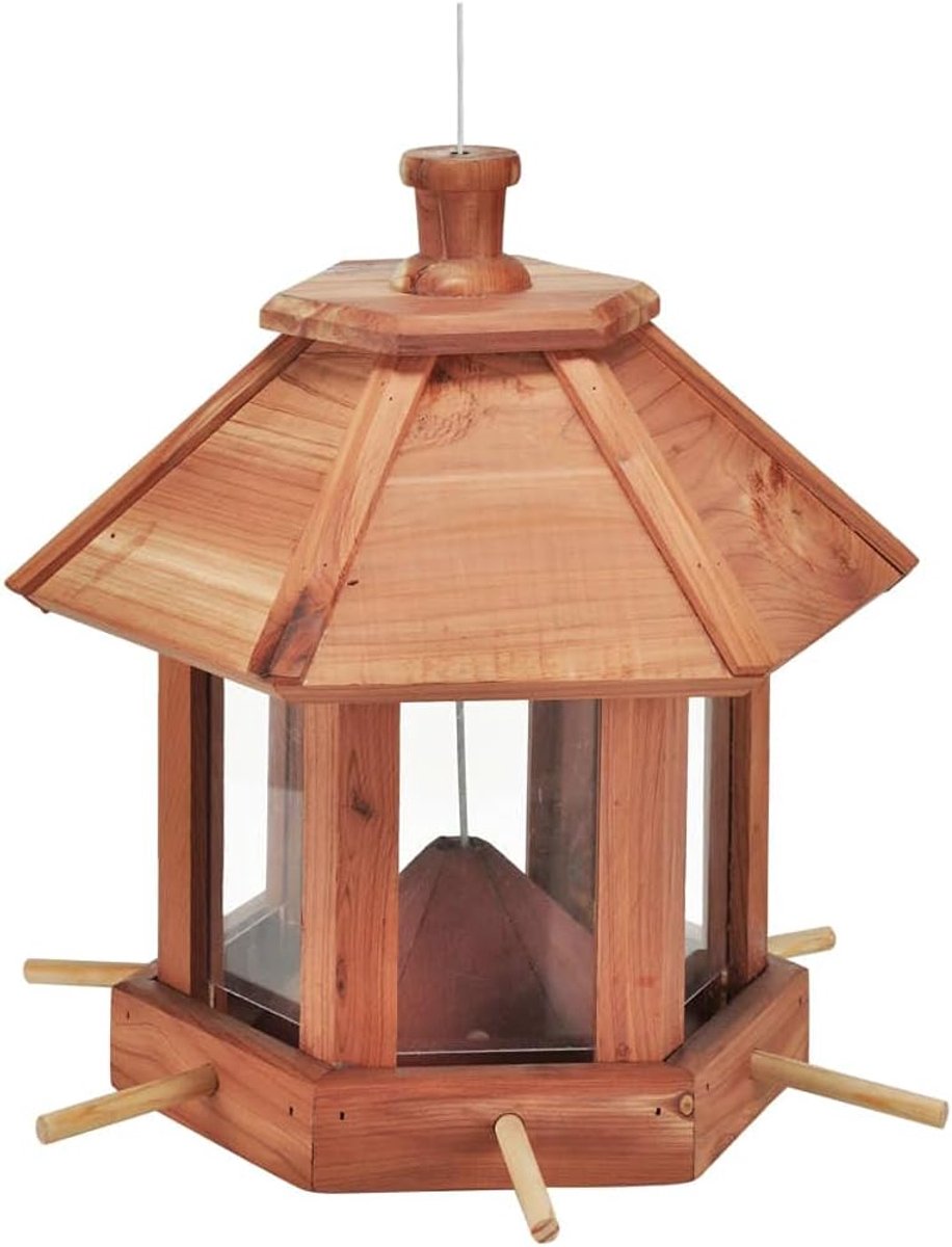 SnelShoppen - Voerhuisje voor vogels van hout, 26 x 26 x 27 cm, ideaal voor in de tuin, vogelaars en natuurliefhebbers, buiten gebruik, duurzaam en st