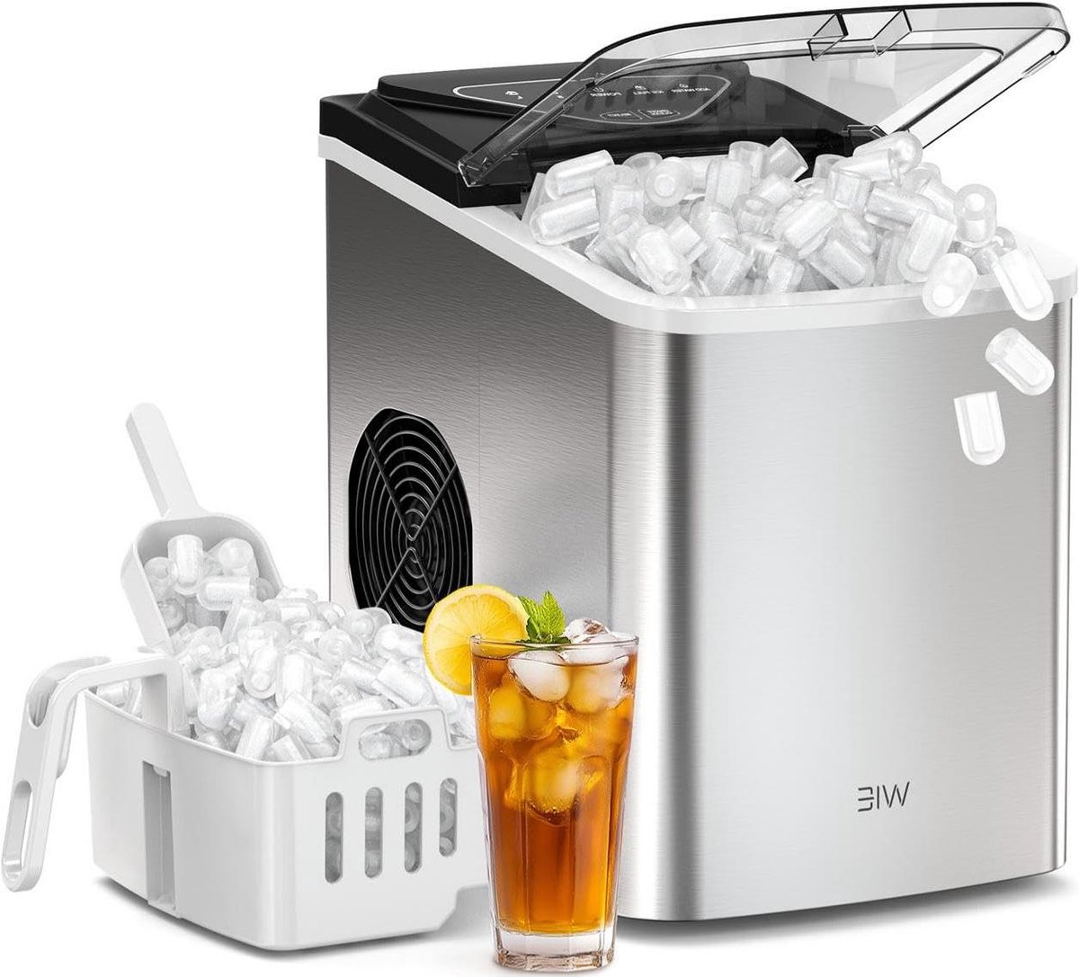 IJsblokjesmachine - Snelle ijsmaker - Drankjes Koelen - Zelfreinigend - 15KG per dag - Zilver