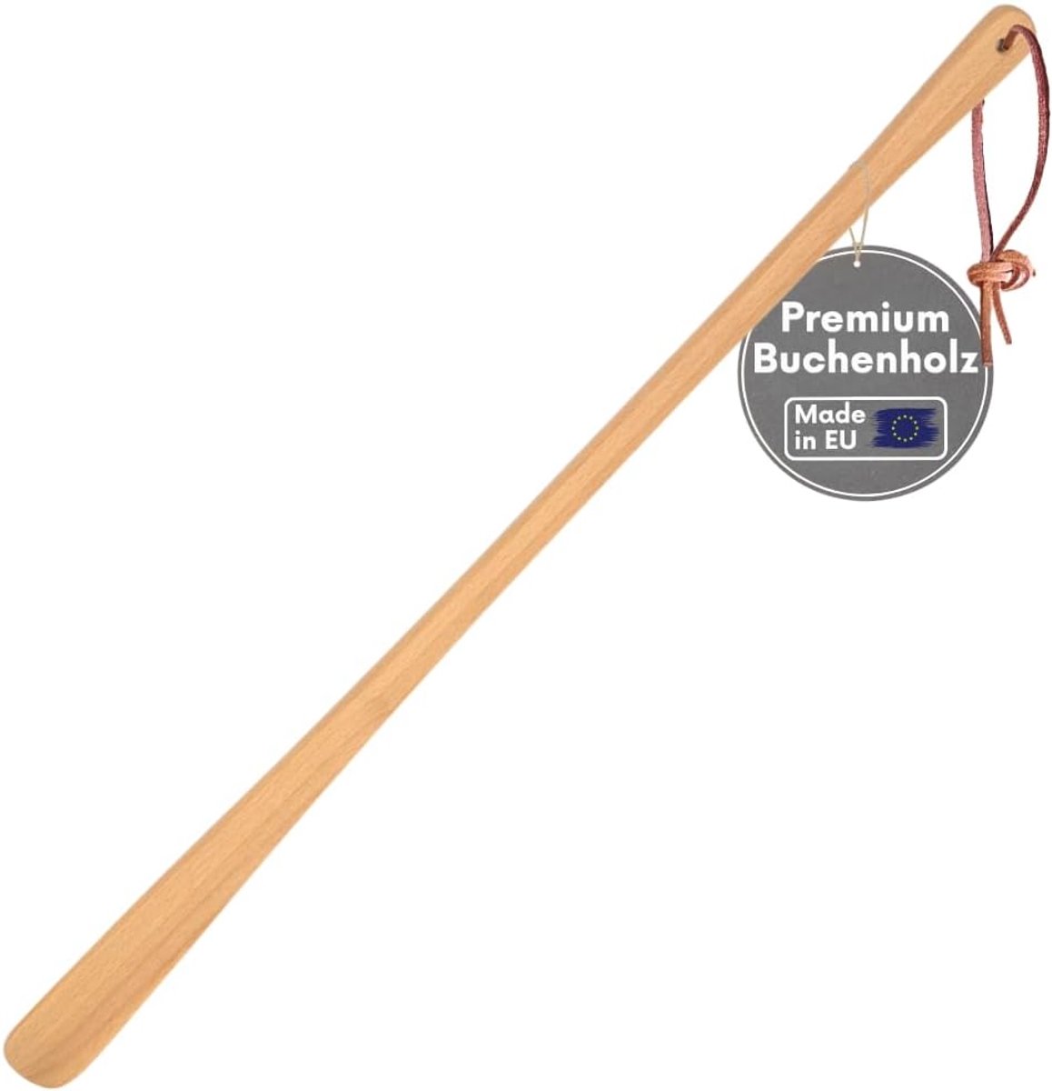 SnelShoppen - Schoenlepel van Beukenhout Extra Lang 63 cm, Robuuste Houten Schoenaantrekker voor Comfortabel Aantrekken Zonder Bukken, Duurzaam en Ver