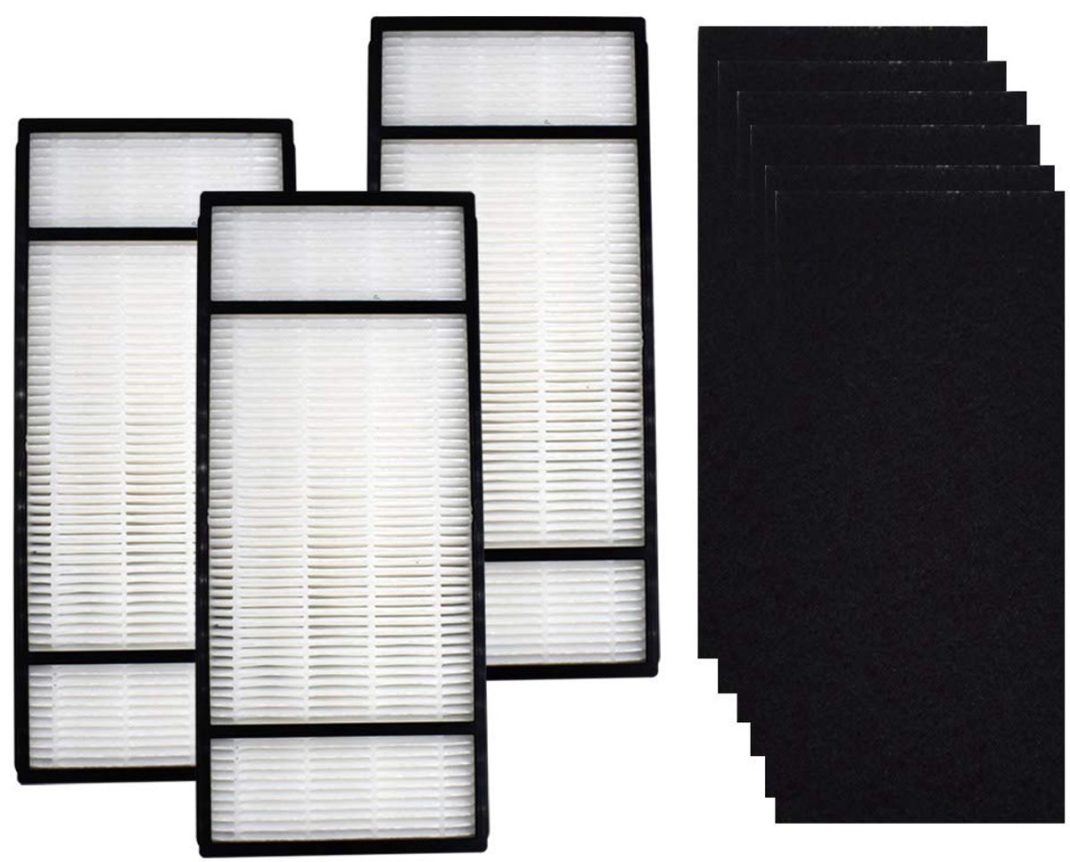 SnelShoppen - 3 HEPA vervangingsfilters en 6 koolstoffilters voor luchtreiniger H1 HRF-H2 - Compatibel met Honeywell H, HPA050, HPA150, HPA060, HPA160