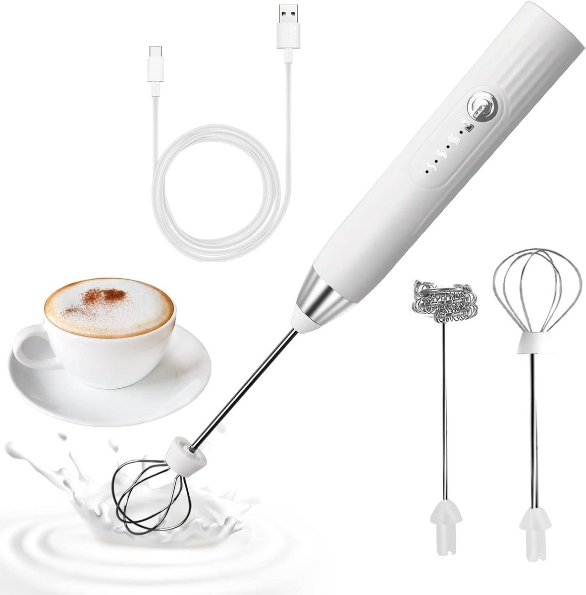 Elektrische melkopschuimer - Mini garde - Warme dranken maken - 3 snelheden - USB oplaadbaar - Zwart