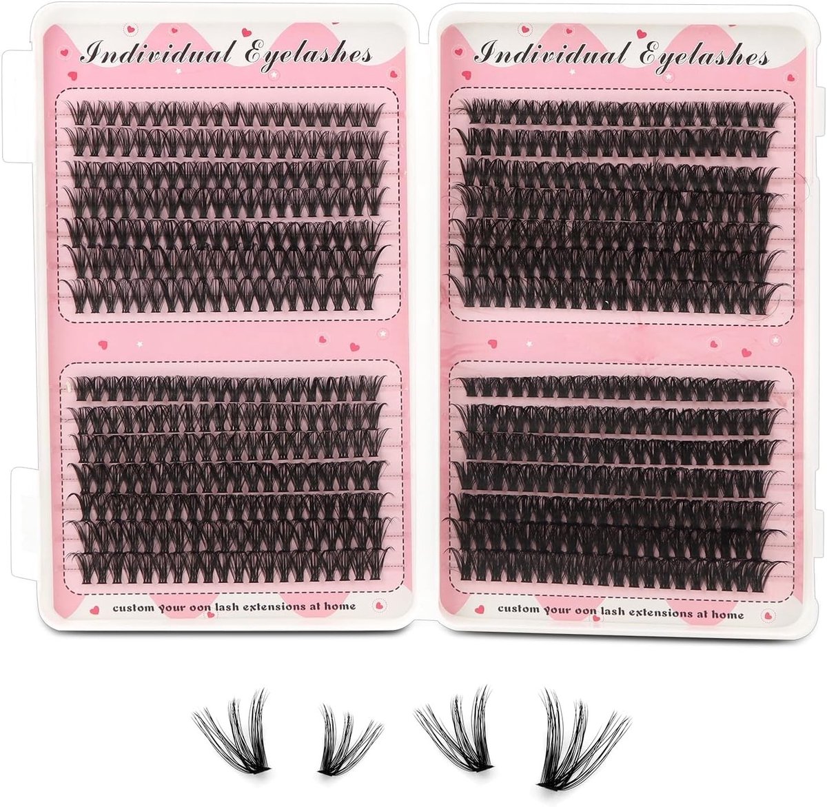 Complete DIY Wimperextension Set met 560 Individuele Clusterwimpers 10-16 mm, Inclusief Lijm en Pincet voor Volumineuze Wimpers en Professionele Resultaten