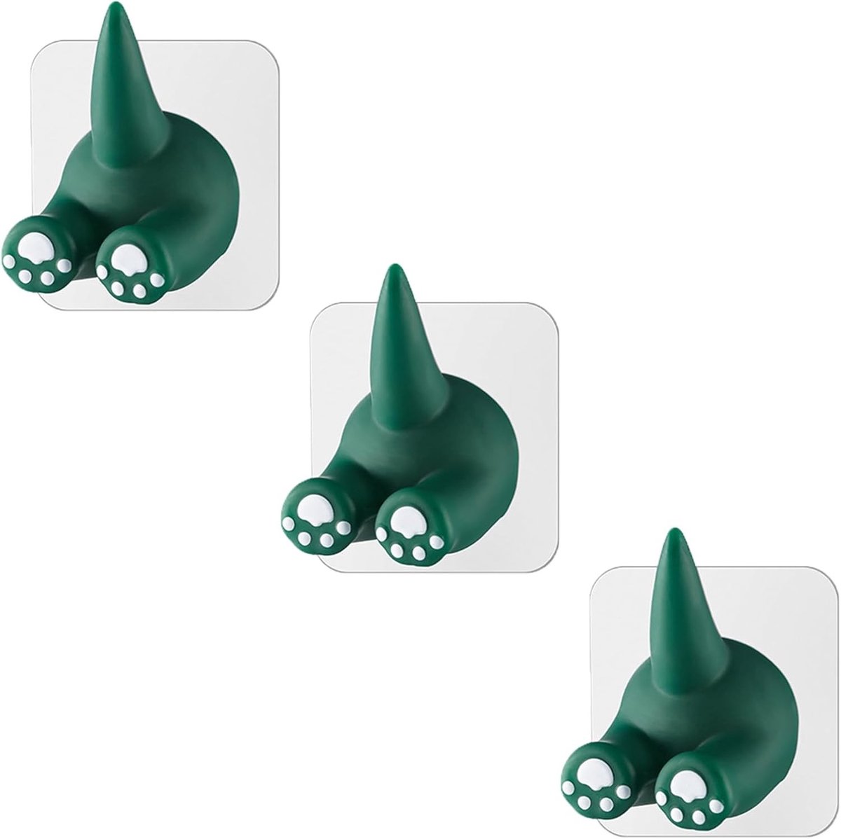 Decoratieve Dierenstaart Haakjes - 3 Stuks Zelfklevende Wandhaken voor Handdoeken, Sleutels en Tandenborstels, Waterdicht en Praktisch voor Badkamer en Thuisgebruik