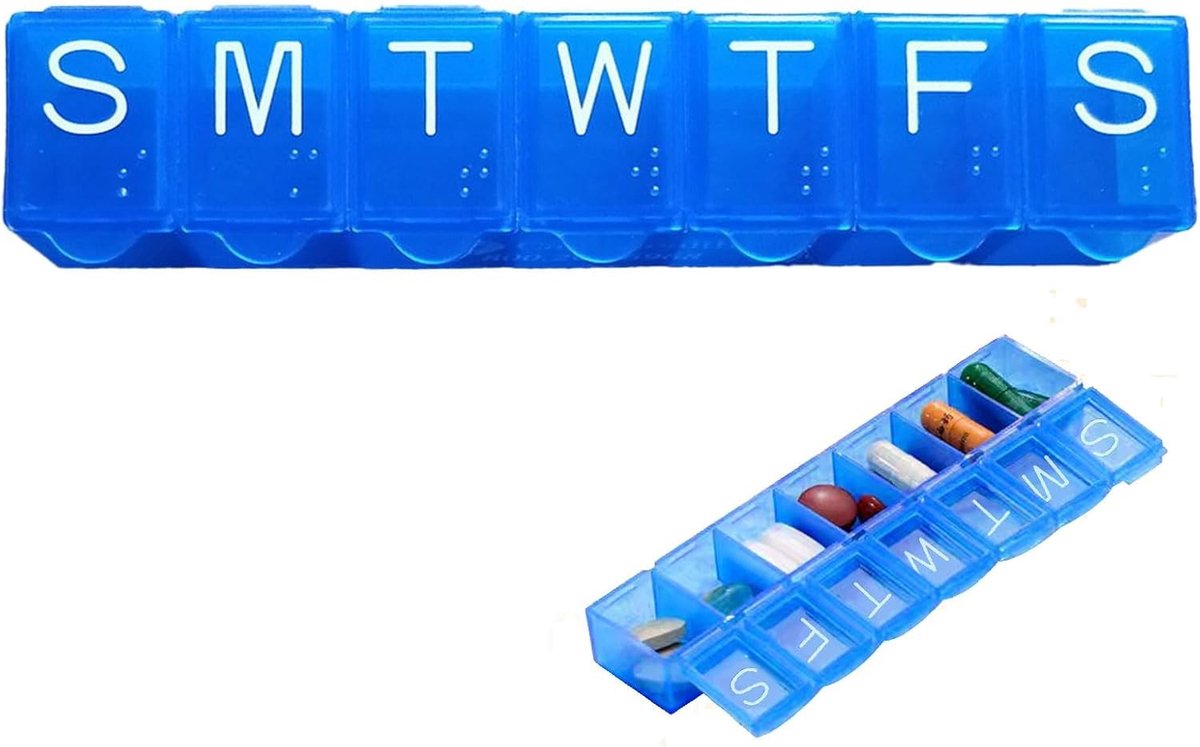 Tablettenbox voor 7 dagen - Pillendoos voor medicijnen, organizer voor ochtend, middag en avond, ideaal voor onderweg en thuis