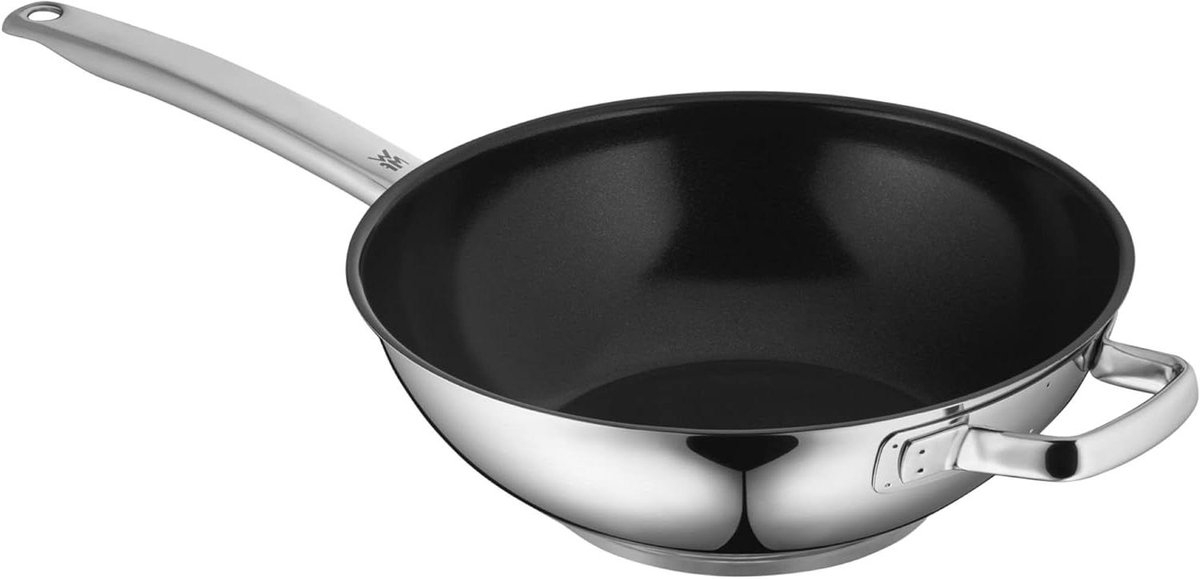Wok Pan - Koekenpan - Roerbakken - Keramische laag - 28 cm - Zilver