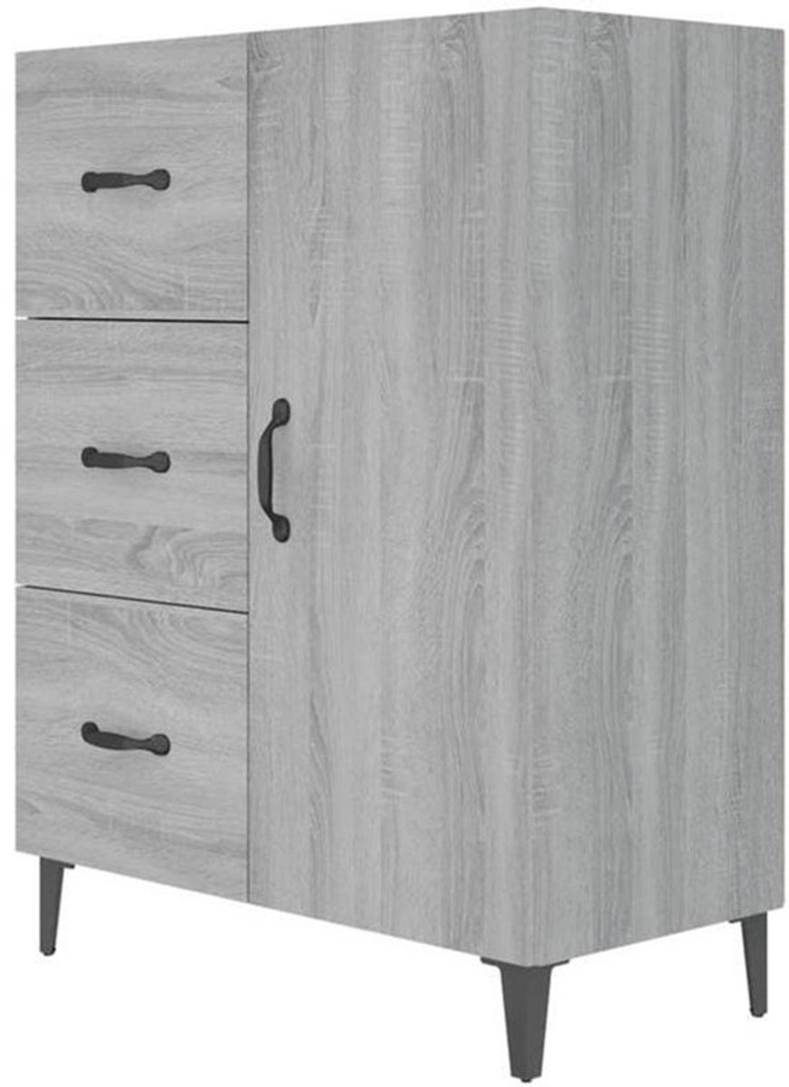 Sideboard – Dressoir – Opbergkast – Tv-meubel – Grijs – Hardhout – 69,5x34x90 cm – Vloermo