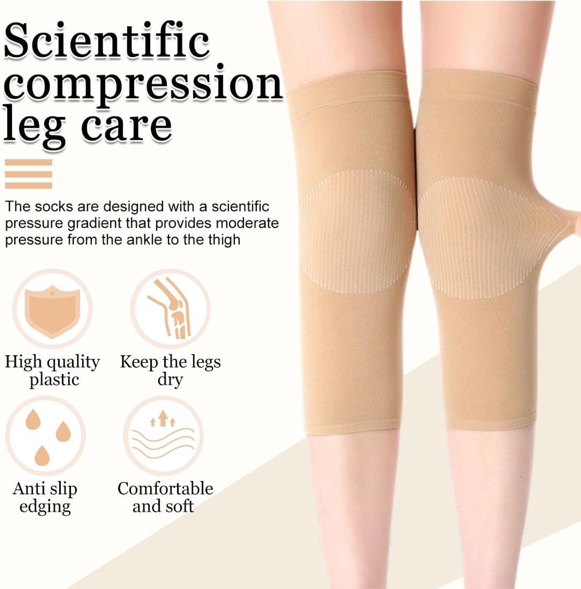 Medische Compressiekousen voor Vrouwen, 2 Paar Gegradueerde Kousen met Open Teen en Drukbescherming (Huidkleur, Zwart) - Ideaal voor Bloedcirculatie en Vermoeidheid