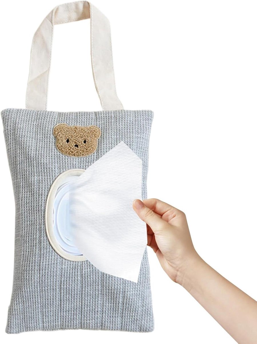 Baby Doekjes Dispenser - Houders Babydoekjes - Onderweg Schoonmaken - Hangbare Organizer - 17x25 cm - Grijs