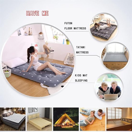 Japanse Futon Matras - Vloermatras Opvouwbaar - Comfortabel Slapen - Gelijkmatige Vulling - 135x200cm - Stijl 1 — afbeelding 4