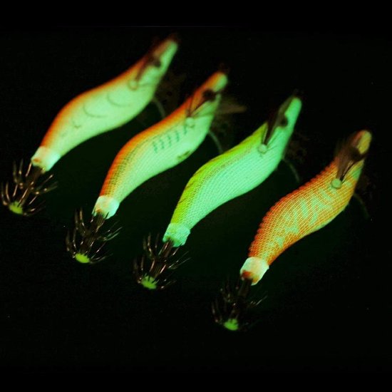 Garnalen Aas, 4 Stuks Lichtgevende Plastic Inktvis Garnalen Jig Jigging Kunstaas Night Dawn Vissen Accessoires voor Buitenvissen voor Zoetwater Zoutwater — afbeelding 2