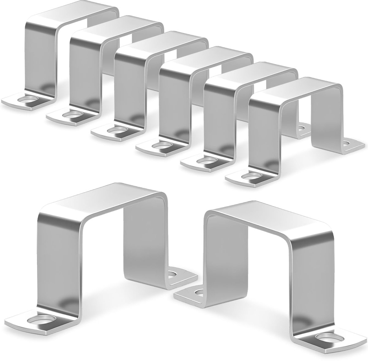 8 Stuks 50x50mm Vierkante Klemmen van Roestvrij Staal 304 in U-vorm Vierkante Klem voor Toegangsdeuren, Ramen, Watertoevoerleidingen en Andere Leidingen