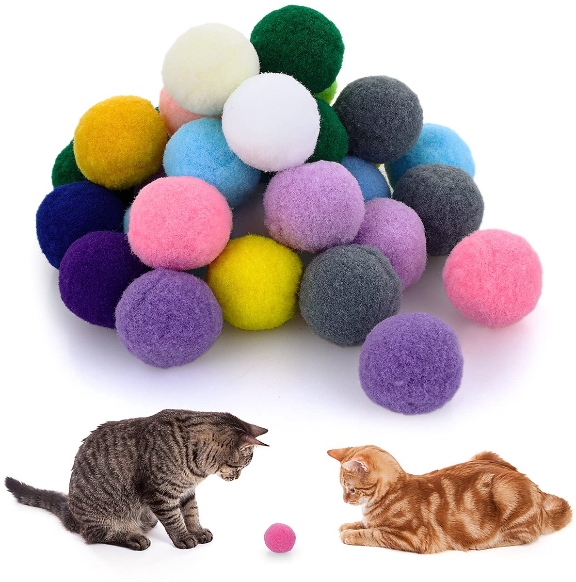 Zachte kattenballen - 1 inch kitten pompons (30 stuks) interactief interactief speelspeelgoed voor binnen