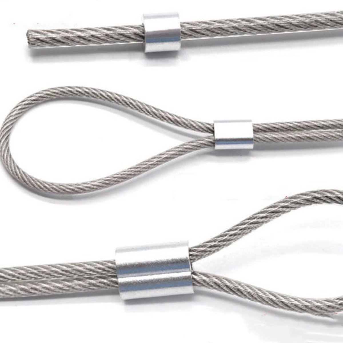 50 stuks 5mm krimpogen Aluminiumhulzen Würgeklemmen Pershulzen Alu Klemme draadseilklemmen Klemhulzen metaalhulzen draadseil klemhulzen kabelklem