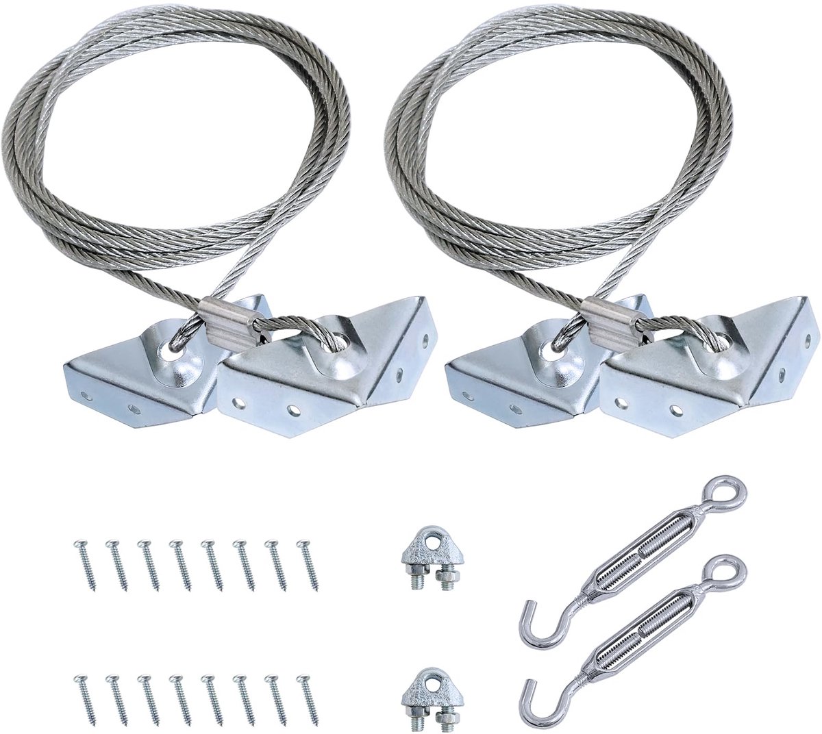 Wolf Legeringsstaal Ondersteunende Anti-Sag Tuindeur Gate Kabel Kits voor Outdoor Houten Hek Gate Deur Ondersteuning (2, Zilver)