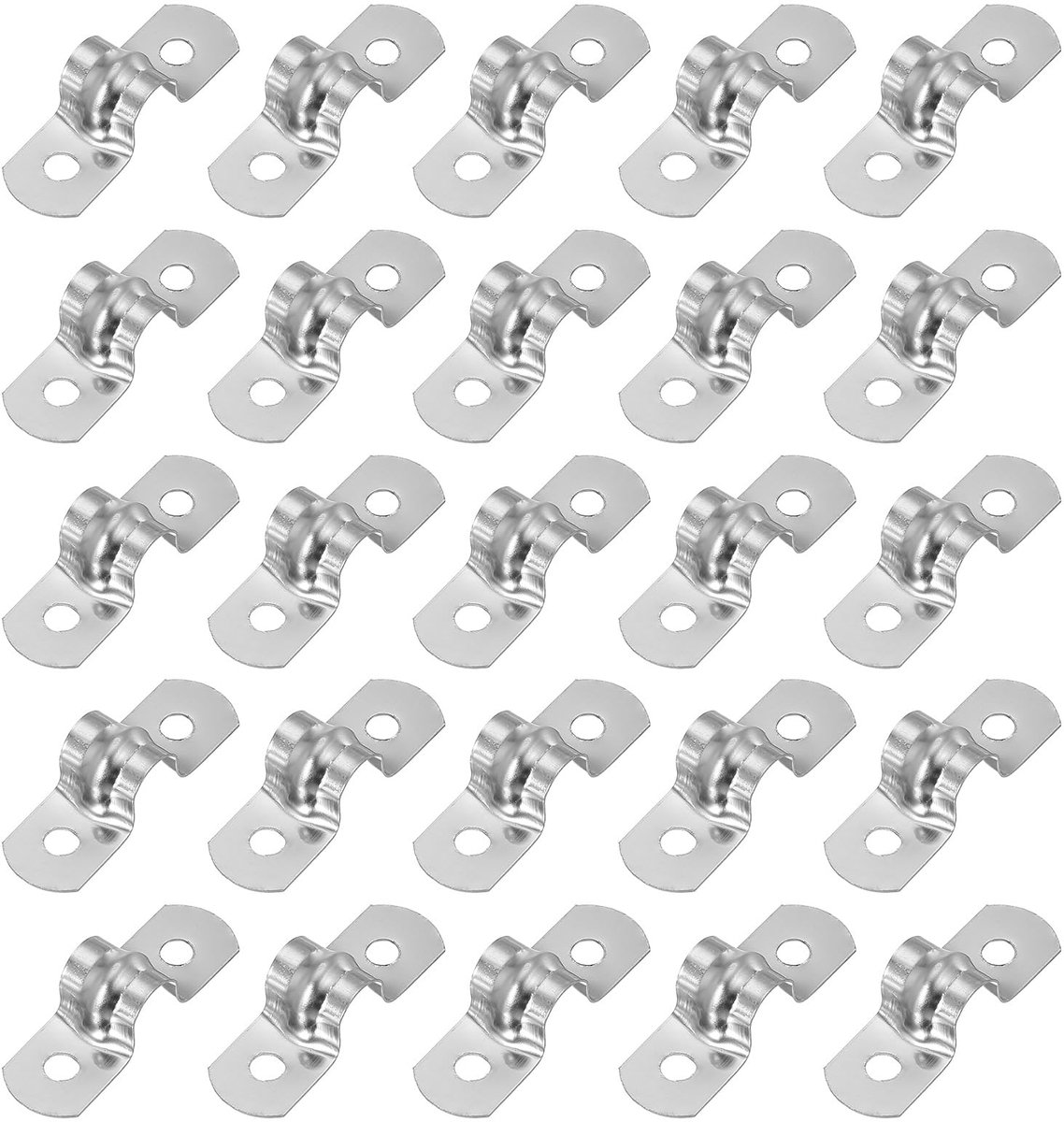 8 mm stijve pijpband, 25 stuks 304 roestvrijstalen buisklem 2 gaten U-beugel pijpklem buisriem voor buiskabel draadbevestiging, (1/3 inch)