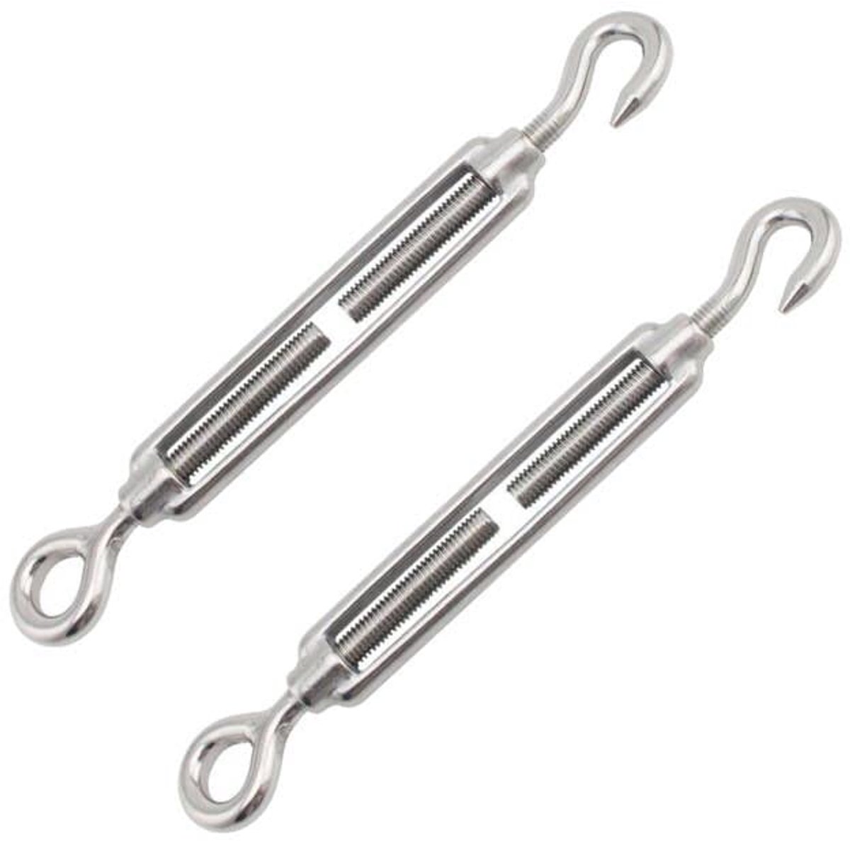 M4, roestvrij staal, draadspanner van roestvrij staal, kabelspan, M4 kabelspanner, kabelspanner van roestvrij staal, spanslot, draadspanner, draadspanner met haken, 2 stuks