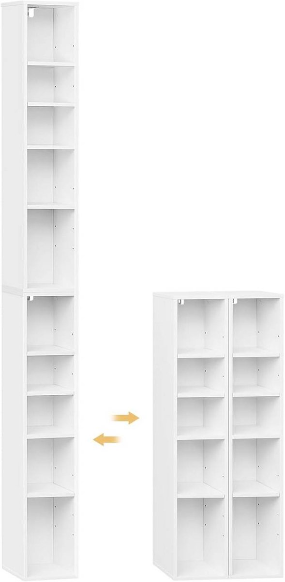 SureDeal® - Boekenkast - Plank - Vakken - Kubusplank - Stapelbare staande plank - 19,5x17x92,5 cm - Wit