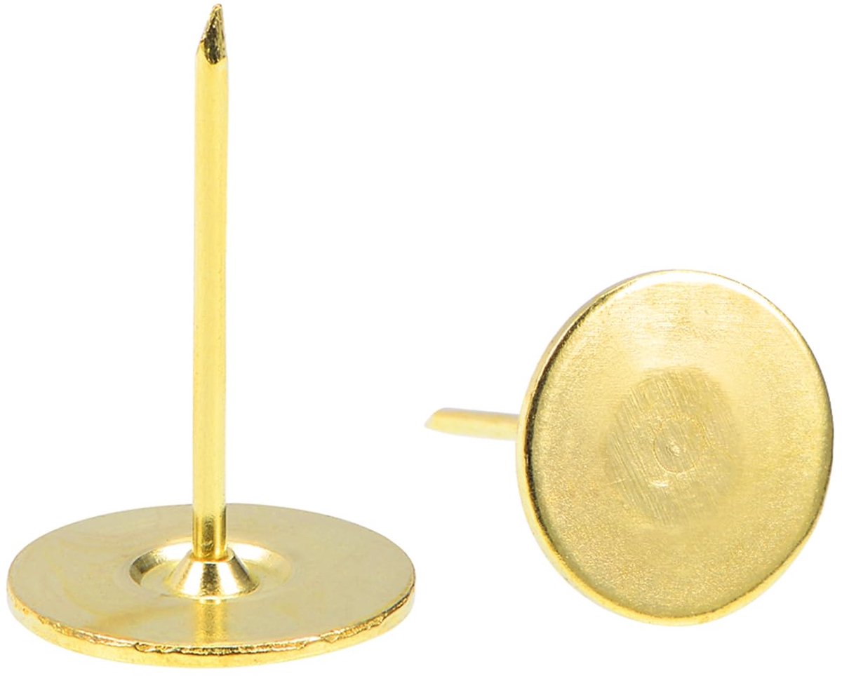 30 stuks behangnagels, platte kop, 19 mm x 30 mm, decoratieve nagels voor meubels, banken, hoofdeinden, goudkleurig