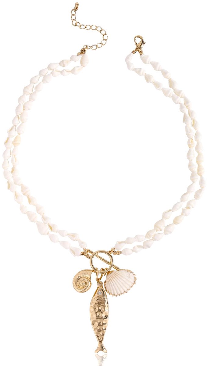 Vis Ketting voor Dames, Bohemian Dikke Vis Schelp Conch Draaisluiting Hanger Ketting Stijlvolle Zomer Strand Oceaan Sieraad Cadeau