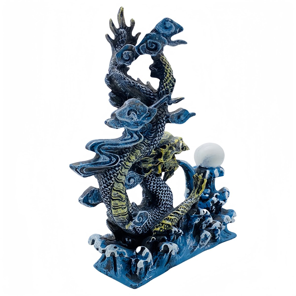 draak, 18 cm x 6,5 cm x 19 cm, hars, aquariumaccessoires, draakdecoratie, Chinese draak, draak geschikt voor middelgrote en grote aquaria (draak, 18 cm x 6,5 cm x 19 cm)
