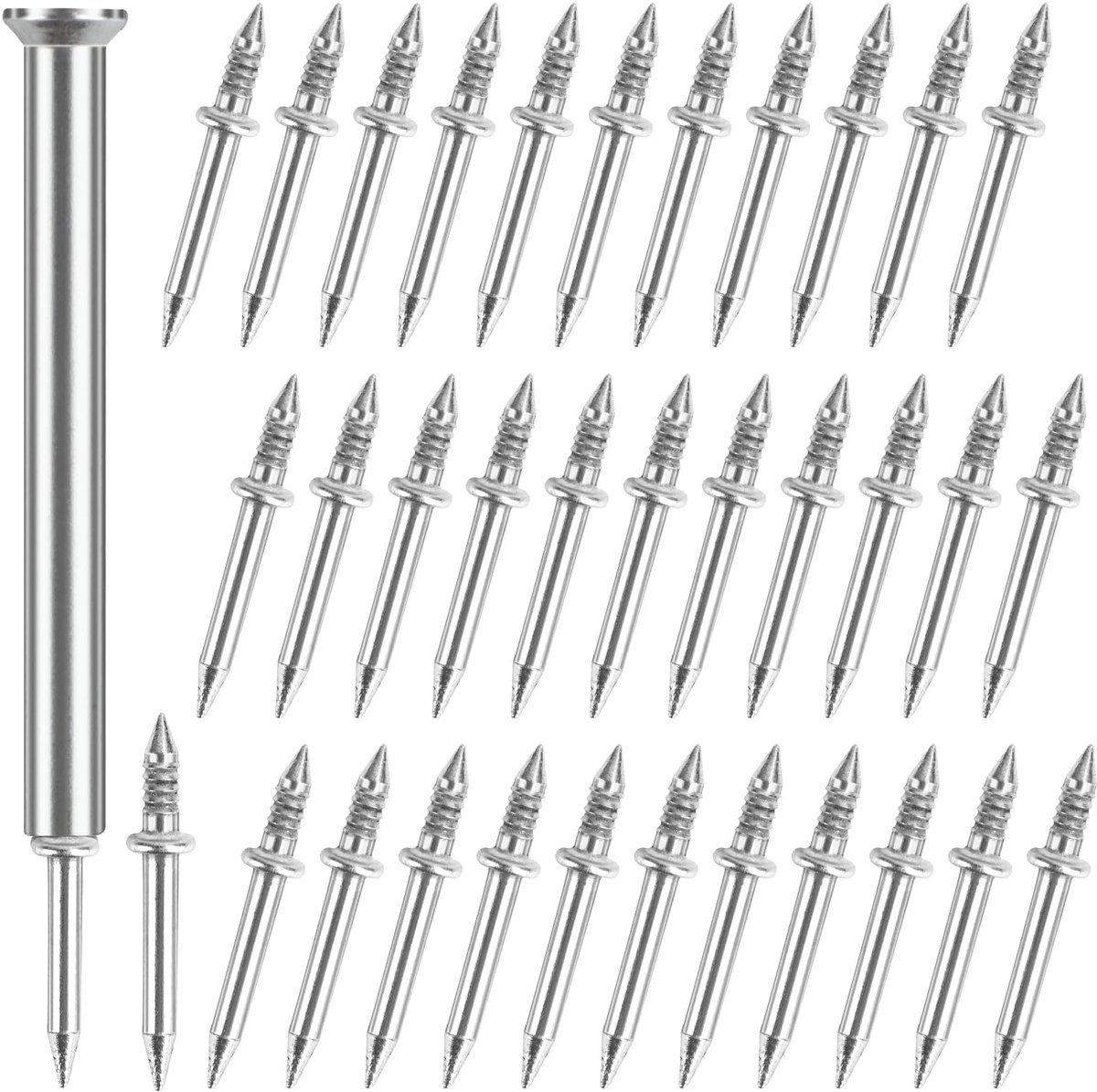 nagel met dubbelkoppige basisdraad, 100 stuks nagel voor plinten zonder markeringen, dubbelkoppige nagels, onzichtbare veiligheidsschroeven, nagelspecifiek hulsgereedschap (100 stuks)