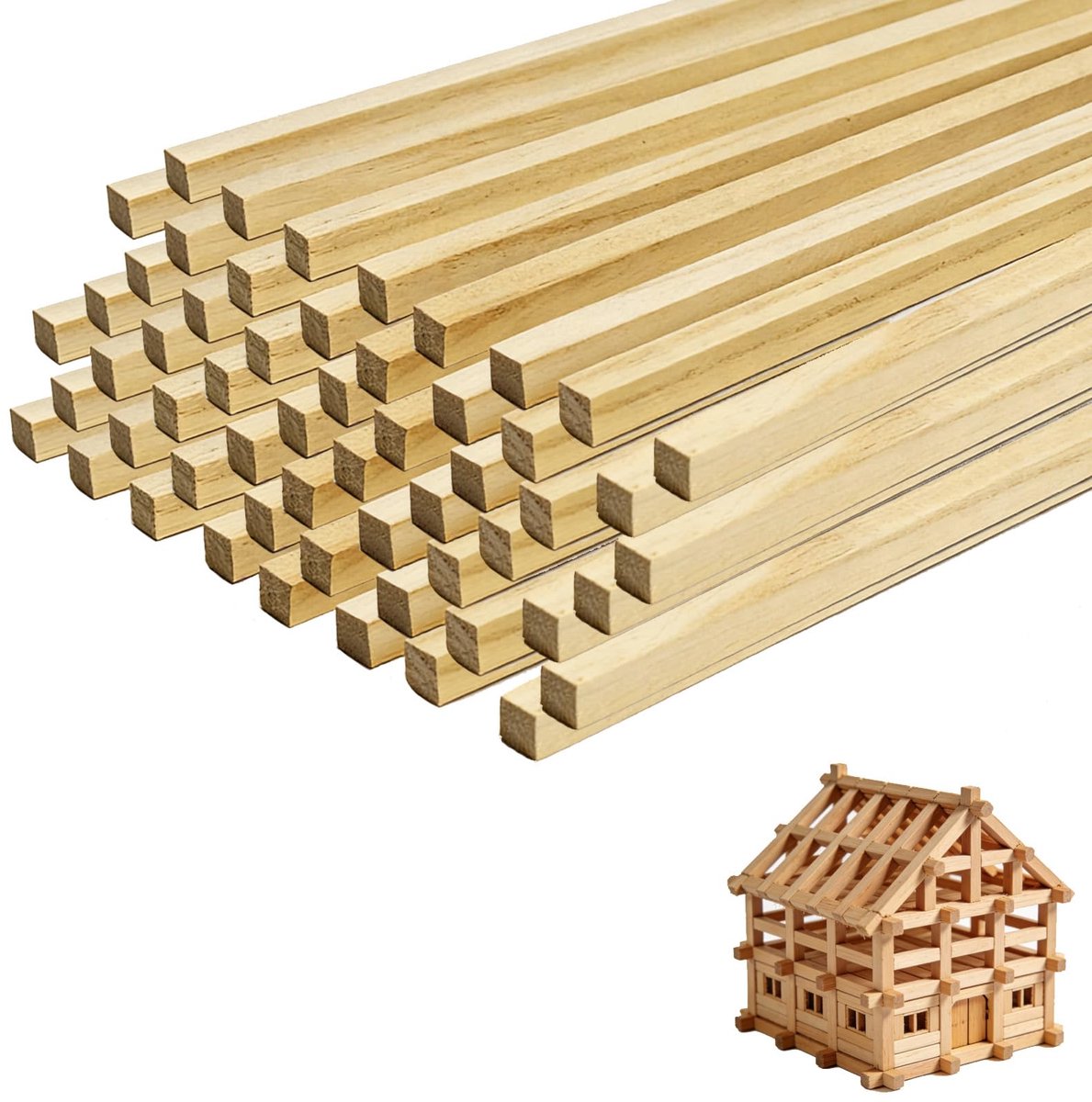 60 Stuks Multifunctionele Houten Latten, 25 cm Lengte, 3 mm Breed, Ideaal voor DIY Projecten en Modelbouw, Natuurlijke Houten Stokken voor Creatief Gebruik