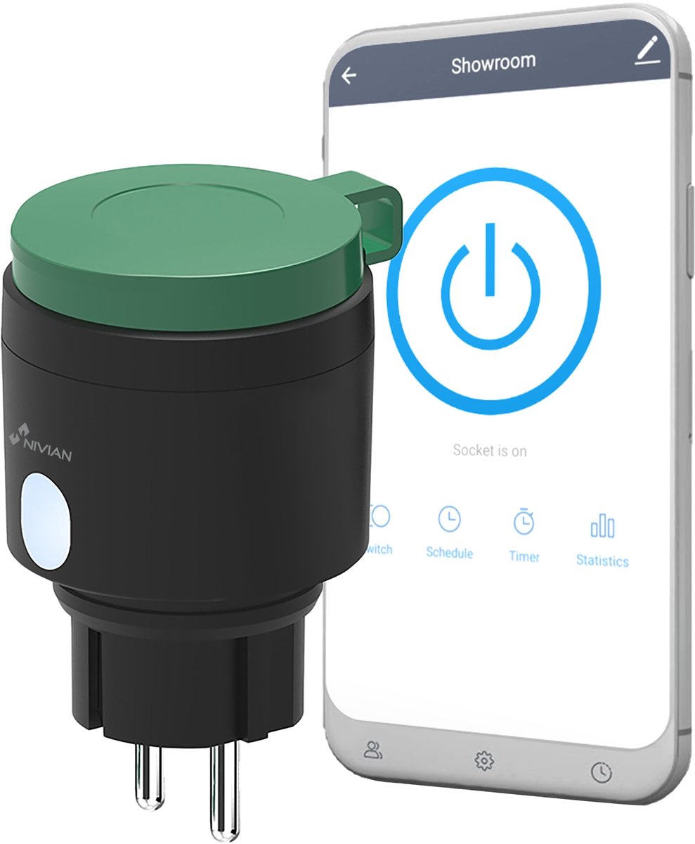 SnelShoppen - Intelligent wifi-stopcontact voor buiten, IP44, afstandsbediening, app Tuya, verbruiksmeting, tijdschema en timer, Smart Home oplossing