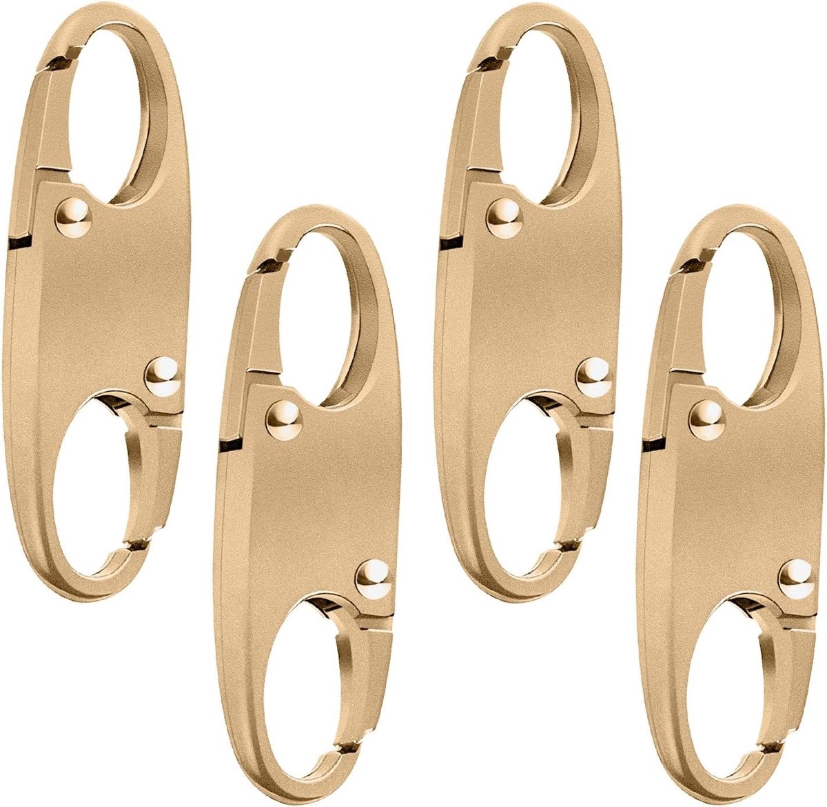 Detachable Zipper-Locks voor Rugzakken - Dubbel Slot Anti-Diefstal Clips voor Reizen, Kamperen en Wandelen - 4 Stuks Goudkleurig