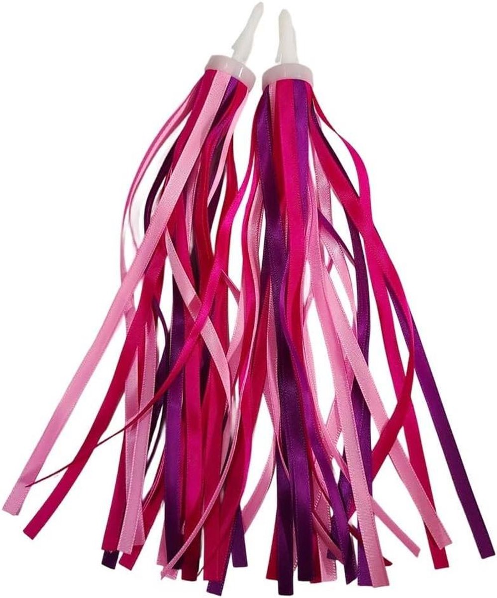 Fietsstuur Streamers - Scooter Decoratie - Kinderplezier Vergroten - Eenvoudig Te Bevestigen - 25 cm Lengte - Paars Roze